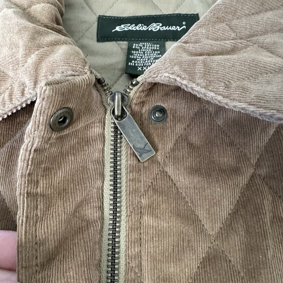 Eddie Bauer Quilted Jacket 2XL Tan Corduroy Barn Chore - Picture 9 of 11